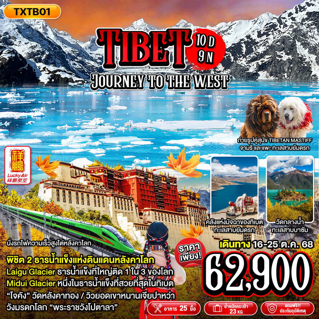 ทัวร์ทิเบต TIBET JOURNEY TO THE WEST 10วัน 9คืน (8L)