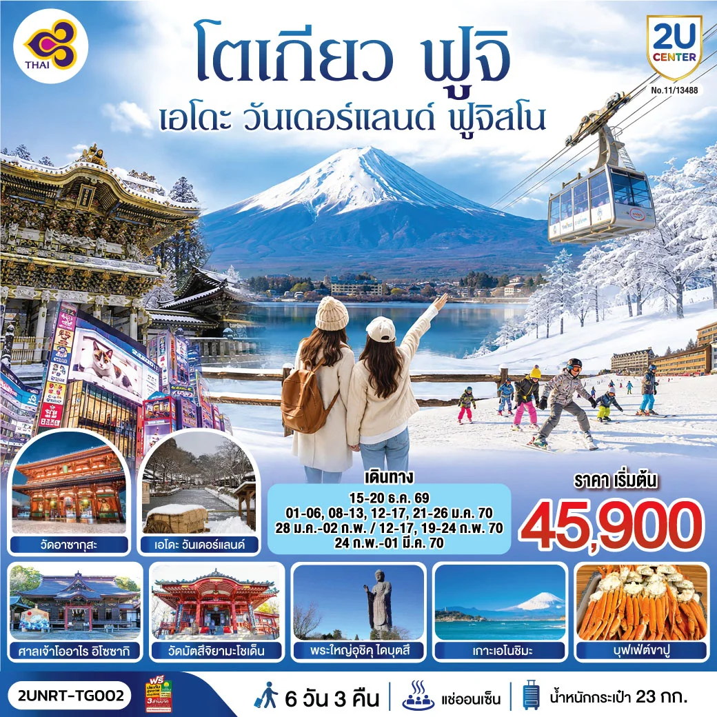 ทัวร์ญี่ปุ่น โตเกียว นิกโก้ เอโดะ วันเดอร์แลนด์ ฟูจิสโน 6วัน 4คืน (TG)